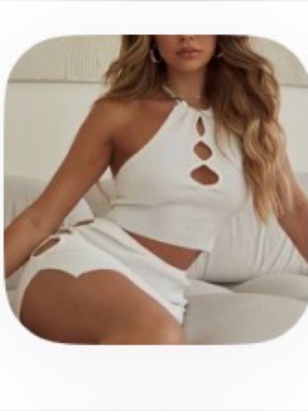 Cutout Knit Mini Skirt Set with matching top